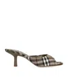 Burberry Khaki Check Linen Blend Mews High Mules