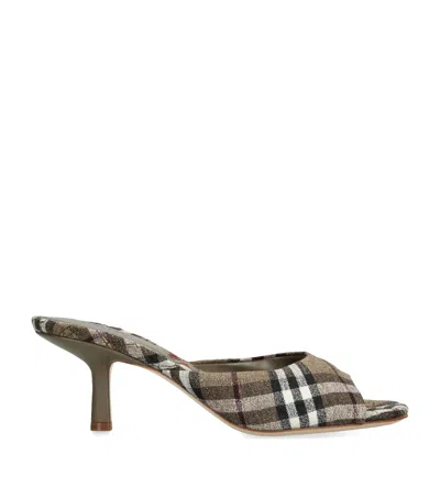 BURBERRY STRETCH-LINEN CHECK MEWS MULES 65