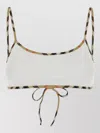 Burberry Stretch Nylon Bikini Top Patterned Trim In Multi