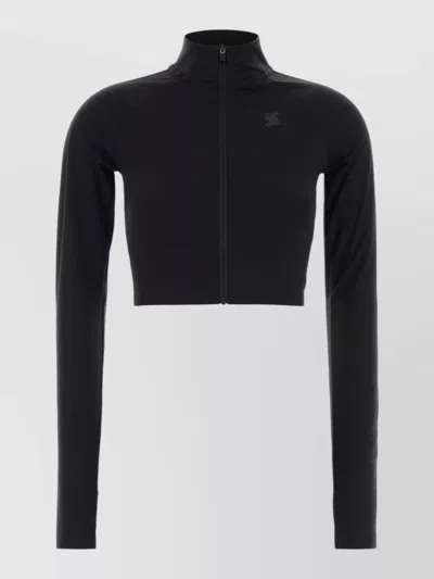 Burberry Stretch Nylon Cropped Sweatshirt High Neck In Multi