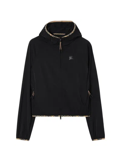 Burberry Stretch Nylon Hooded Jacket In Black