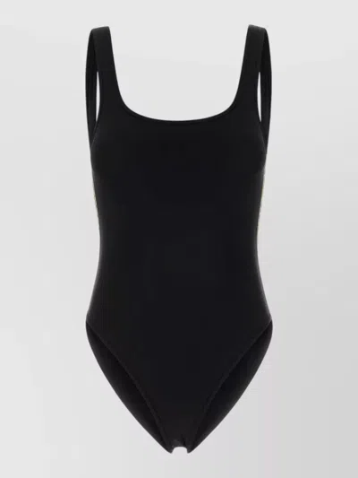Burberry Stretch Nylon Swimsuit Low Back Scoop Neckline In Black