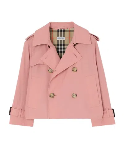 Burberry Kids' Stretch Nylon Trench Jacket In Pink
