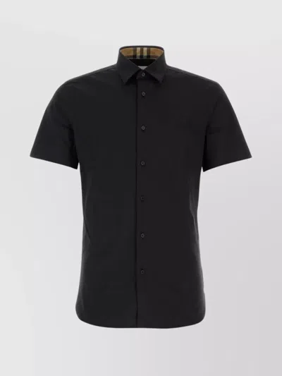 Burberry Stretch Poplin Shirt Collar Button-up In Blue