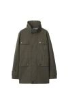 Burberry Stretch Wool Field Jacket In Moss Melange