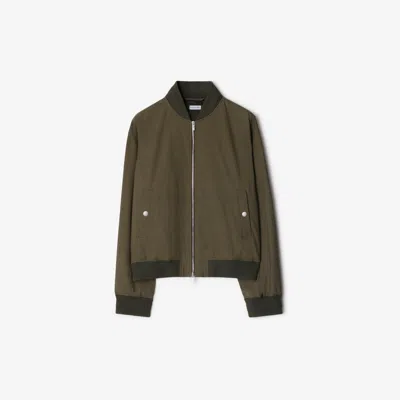 Burberry Stretch Wool Harrington Jacket In Brown