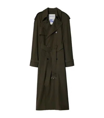 Burberry Check-plaid Reversible Trench Coat In Otter