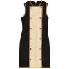 BURBERRY BURBERRY STRETCH WOOL SLEEVELESS DRESS WITH LEATHER-TRIM