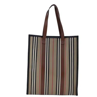 Pre-owned Burberry Stripe Beige Canvas Tote Bag () In Sand