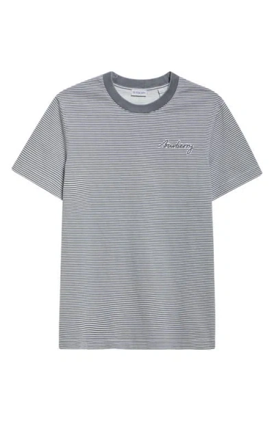 Burberry Stripe Chest Logo T-shirt In Grey
