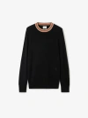 Burberry Stripe-neckline Cashmere Jumper In Black