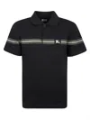 Burberry Ekd Embroidery Cotton Polo Shirt With Screen-printed Stripes In Black