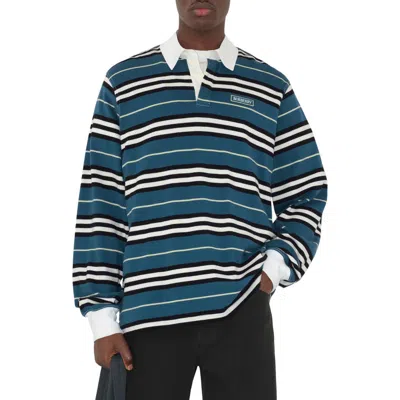 BURBERRY BURBERRY STRIPE LONG SLEEVE COTTON POLO