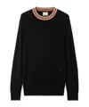 Burberry Stripe-neckline Cashmere Jumper In Black