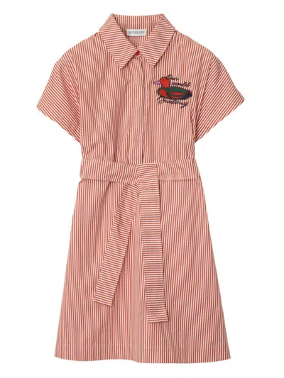 Burberry Kids' Stripe-pattern Dress In Red