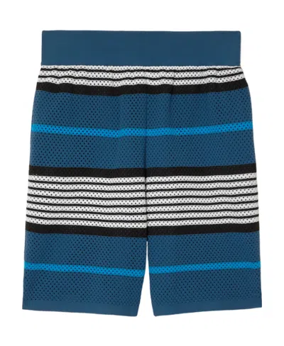 Burberry Stripe-print Knit Shorts In Blue