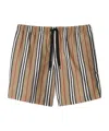 Burberry Stripe Print Strap-up Swimming Trunks In Multicolor