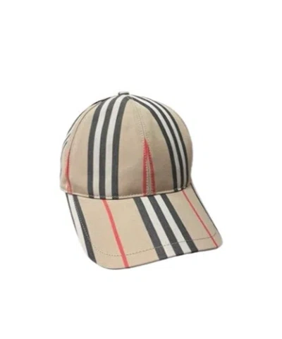 Burberry Striped Baseball Cap In Brown