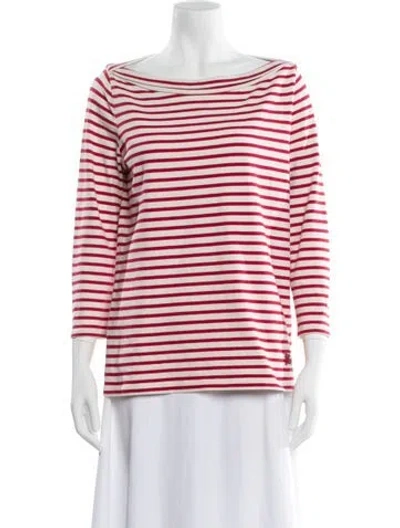 Pre-owned Burberry Striped Bateau Neckline Sweatshirt In White