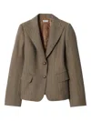 Burberry Striped Button-up Blazer In Brown