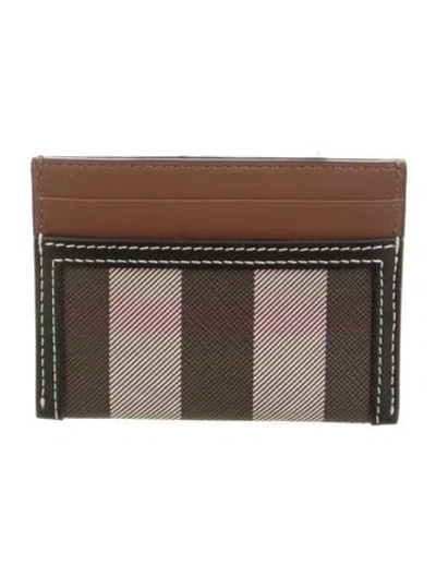 Pre-owned Burberry Striped Card Holder In Brown