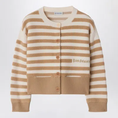 BURBERRY STRIPED CARDIGAN IN SAND COLOR