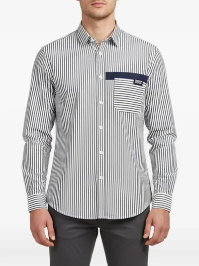 Pre-owned Burberry Striped Chest-pocket Shirt In Blue