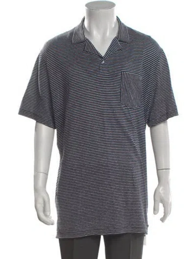 Pre-owned Burberry Striped Collar Polo Shirt In Blue
