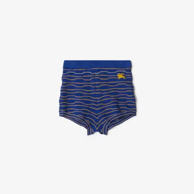 Burberry Striped Cotton Blend Shorts In Knight/sunflower