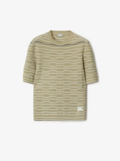 Burberry Striped Cotton Blend Top In Green