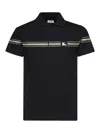 Burberry Ekd Embroidery Cotton Polo Shirt With Screen-printed Stripes In Black