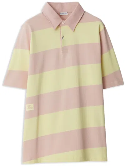 Burberry Embroidered Cotton Polo Shirt In Pink