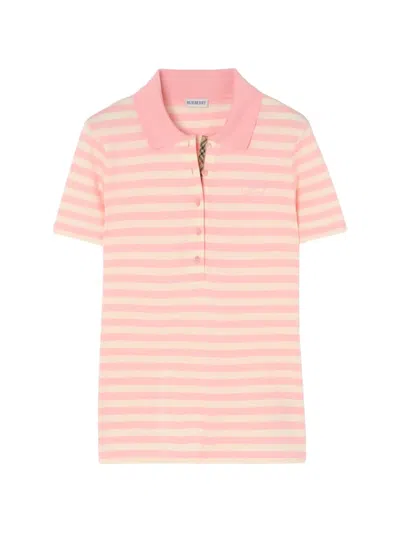 Burberry Gestreiftes Poloshirt In Pink