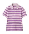 Burberry Striped Cotton Polo Shirt In Soft Fog Color