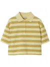 Burberry Cropped Striped Cotton Polo Shirt In Yellow