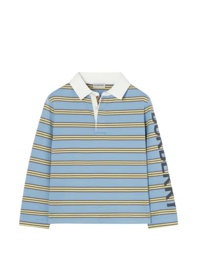 Burberry Kids' Striped Cotton Rugby Shirt In Blue