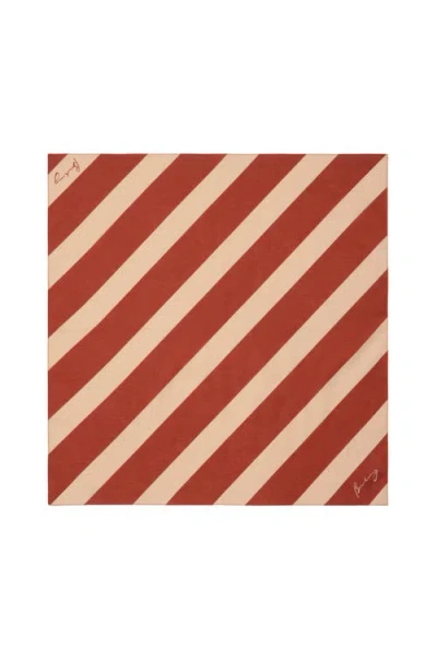 Burberry Striped Cotton Scarf In Rust