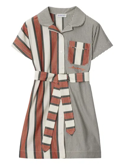 Burberry Kids' Striped Cotton Shirt Dress In White