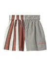 Burberry Striped Cotton Shorts In Brown