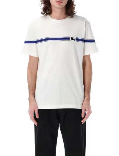 Burberry Striped Cotton T-shirt In Salt