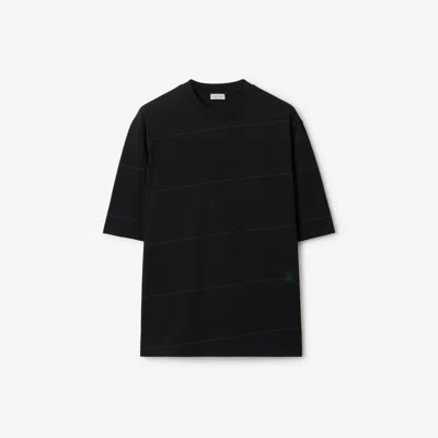 Burberry Striped T-shirt With Ekd Embroidery In Black