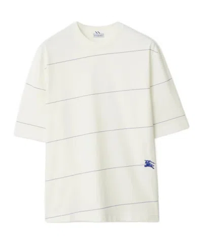 BURBERRY BURBERRY LOGO EMBROIDERED STRIPED T-SHIRT