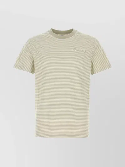 Burberry Striped Crew Neck Cotton T-shirt In Skylark