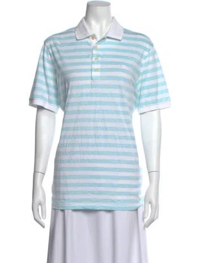 Pre-owned Burberry Striped Crew Neck Polo In Blue