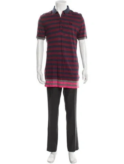 Pre-owned Burberry Striped Crew Neck Polo Shirt In Multi