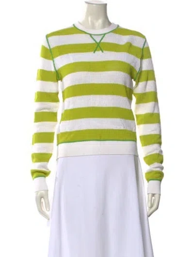 Pre-owned Burberry Striped Crew Neck Sweater In Green