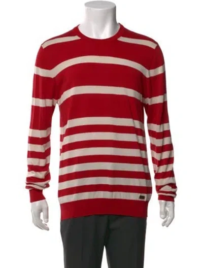 Pre-owned Burberry Striped Crew Neck Sweatshirt In Red