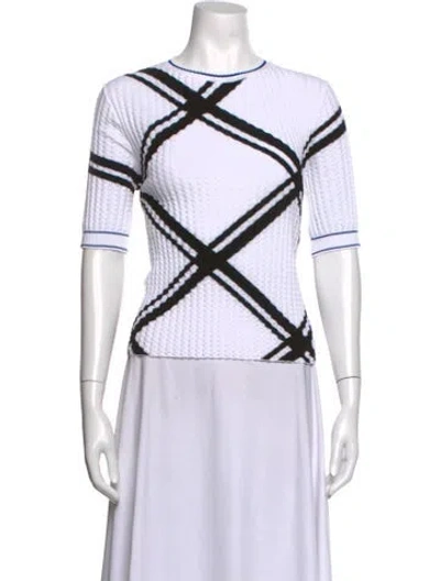 Pre-owned Burberry Striped Crew Neck Top In White