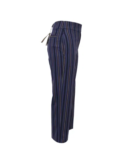 Pre-owned Burberry Striped Cropped Trousers In Blue