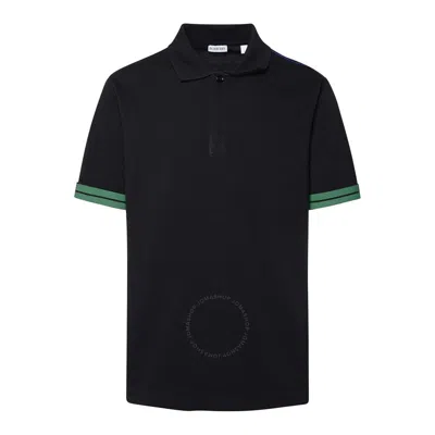 Burberry Striped-cuffs Short Sleeved Cotton Polo Shirt